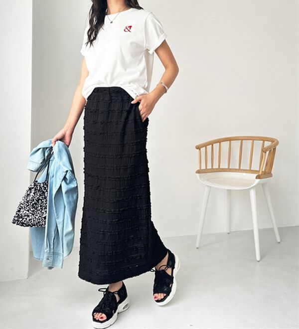 GeeRA（ジーラ）の「すっきりオシャレ見え！ジャカードレースタイトスカート（ロングスカート）」｜詳細画像