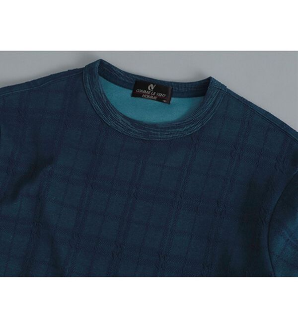 「＜コムルヴァン・オム＞チェック柄ふくれジャカードトレーナー（メンズトレーナー）」｜詳細画像