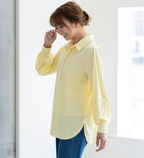 BELLUNA（ベルーナ）の「楽もきれいも譲れない！バックリボンカットソーブラウス（ブラウス）」｜詳細画像