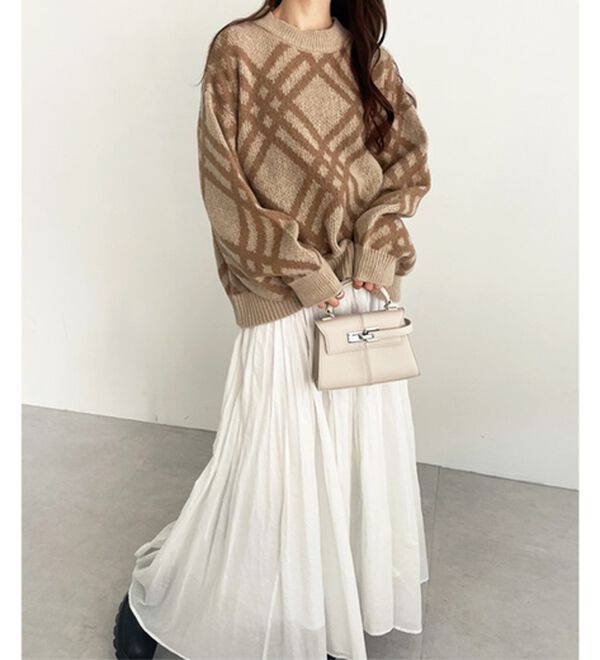 GeeRA（ジーラ）の「モヘアライクチェック柄ニットプルオーバー（ニット・セーター）」｜詳細画像