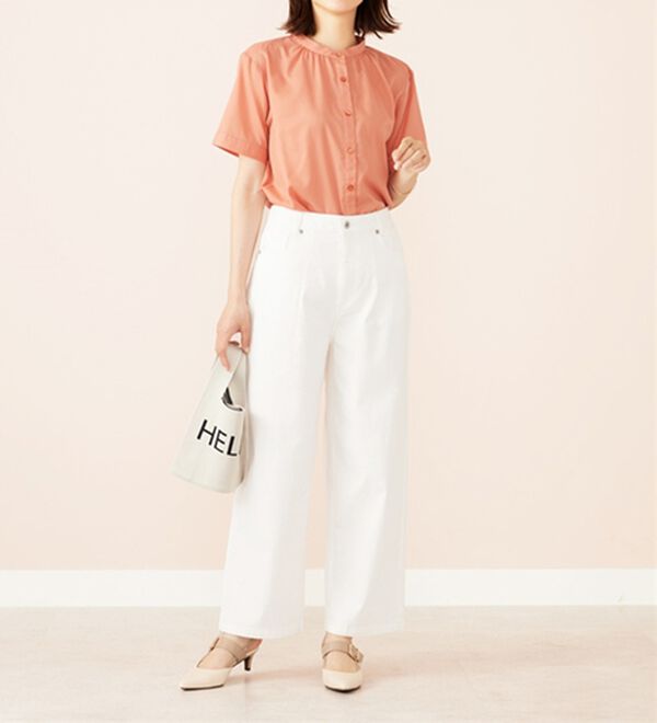 BELLUNA（ベルーナ）の「ギャザー使いバンドカラーブラウス（ブラウス）」｜詳細画像