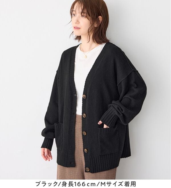 Viola e Viola（ヴィオラ エ ヴィオラ）の「洗えるもちもち　ミドル丈ニットカーデ（ニットカーディガン）」｜詳細画像