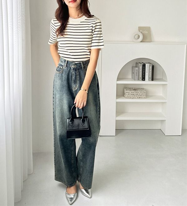 GeeRA（ジーラ）の「編地切替ニットトップス（ニット・セーター）」｜詳細画像