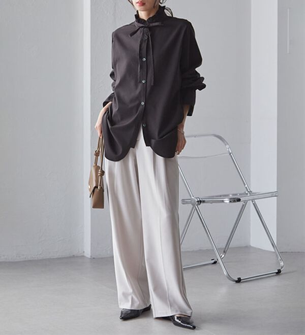 RANAN（ラナン）の「プチフリルリボン付きブラウス（ブラウス）」｜詳細画像