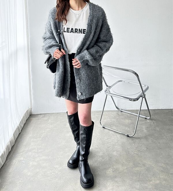 GeeRA（ジーラ）の「ブークレミックスシャギーカーディガン（ニットカーディガン）」｜詳細画像