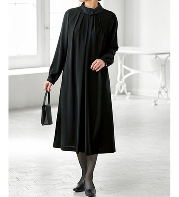 衿レースデザインゆったりワンピース - ベルーナ【公式】