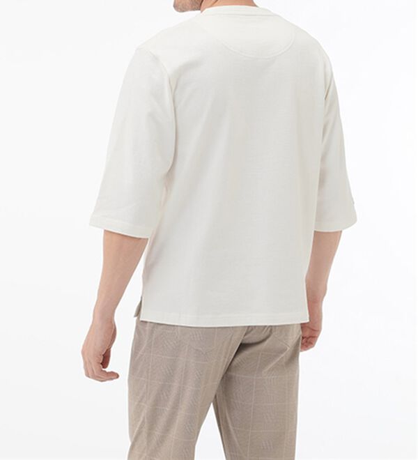 「＜イネド＞綿１００％ゆったり６分袖ライトトレーナー（メンズトレーナー）」｜詳細画像