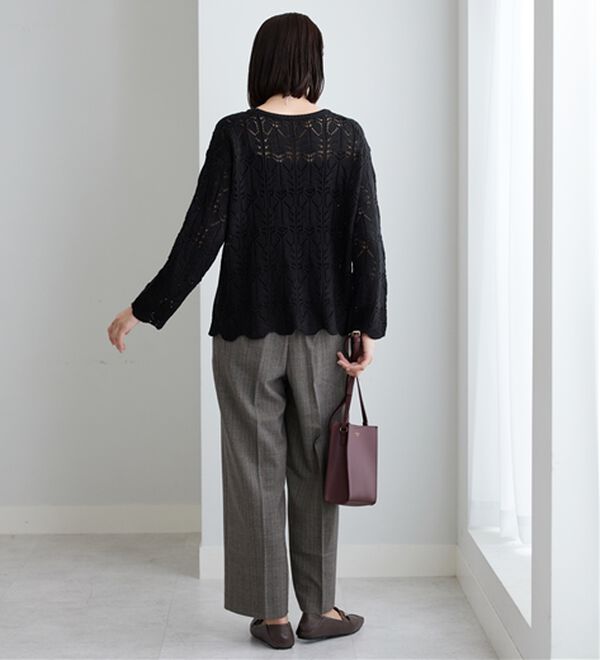 BELLUNA（ベルーナ）の「リボン柄透かし編ニットプルオーバー（ニット・セーター）」｜詳細画像