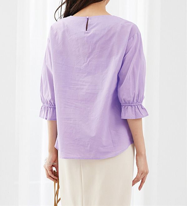 BELLUNA（ベルーナ）の「【店舗・ネット限定】モチーフレース使い袖ギャザーブラウス（ブラウス）」｜詳細画像