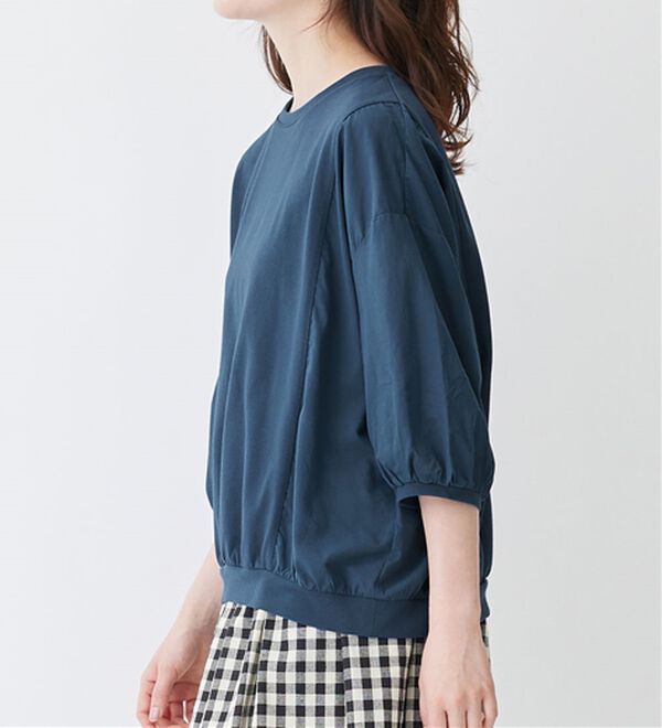 Viola e Viola（ヴィオラ エ ヴィオラ）の「異素材切替７分袖ゆるプルオーバー（カットソー）」｜詳細画像