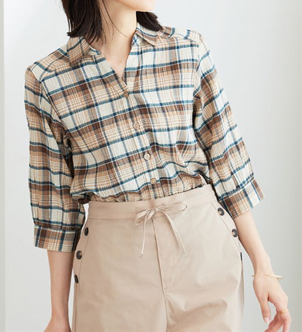 BELLUNA（ベルーナ）の「スキッパー衿ぽこぽこ素材ブラウス（ブラウス）」｜詳細画像