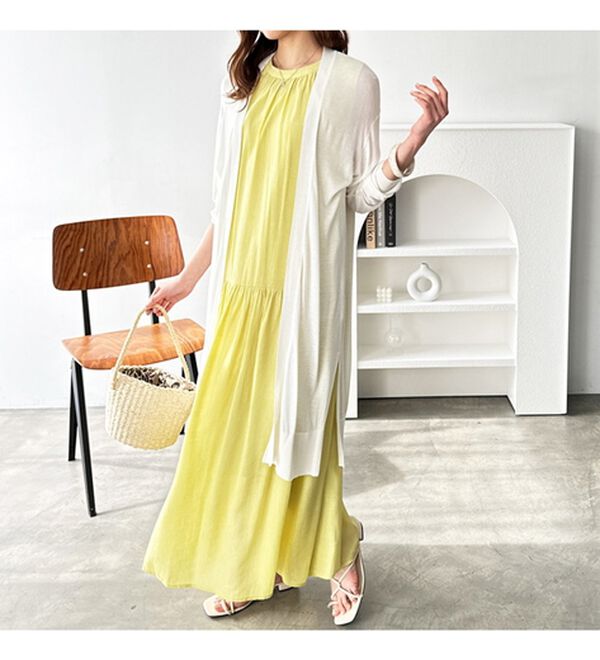 3つの機能付】ロングニットカーディガン（ミディ丈） - ベルーナ【公式】