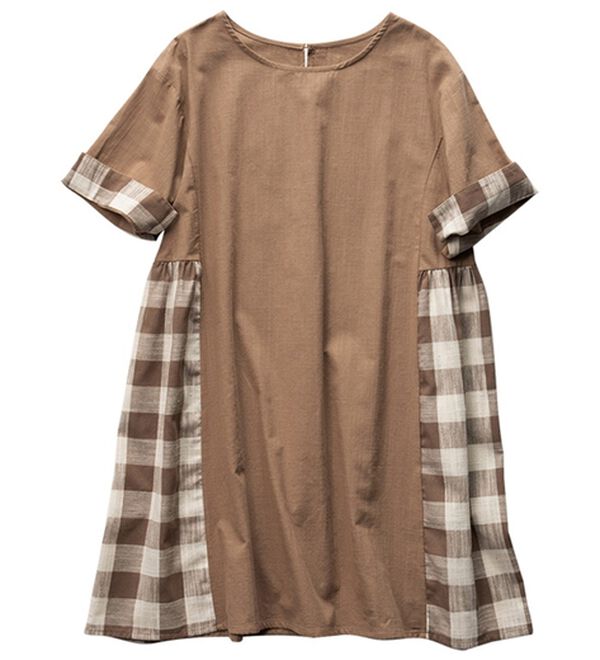 Viola e Viola（ヴィオラ エ ヴィオラ）の「サイド切替チェック柄デザインチュニック（チュニック）」｜モカ系