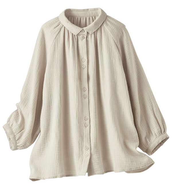 BELLUNA（ベルーナ）の「《ＨｕｇＲｅａｍコットン》ダブルガーゼギャザーブラウス（ブラウス）」｜詳細画像