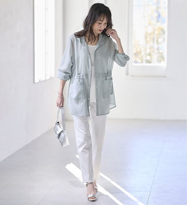 BELLUNA（ベルーナ）の「シャリっと涼しげ透け感フードパーカー（パーカー）」｜詳細画像