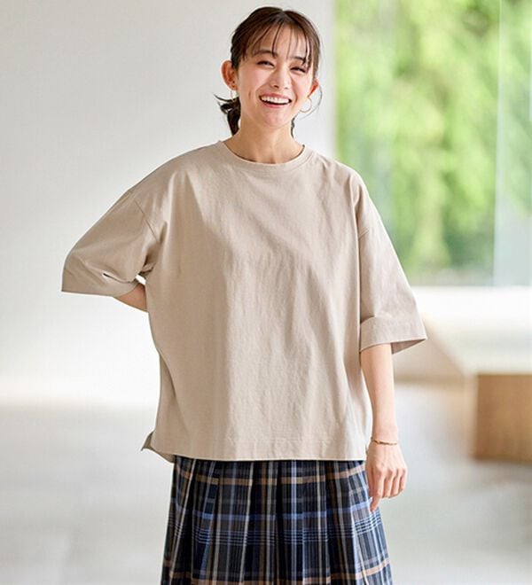 BELLUNA（ベルーナ）の「ひんやリッチコットン大人のゆったりプルオーバー（カットソー）」｜詳細画像
