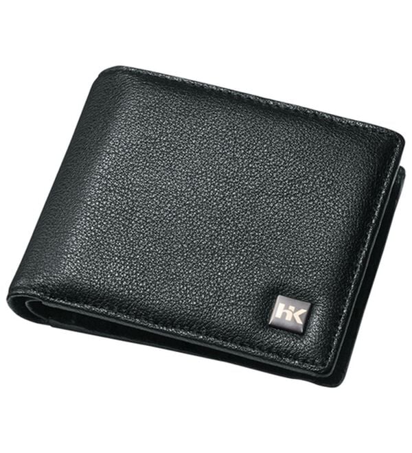 「＜ヒロココシノ・オム・ベーシック＞ソフトレザー折財布（メンズ財布・パスケース）」｜ブラック