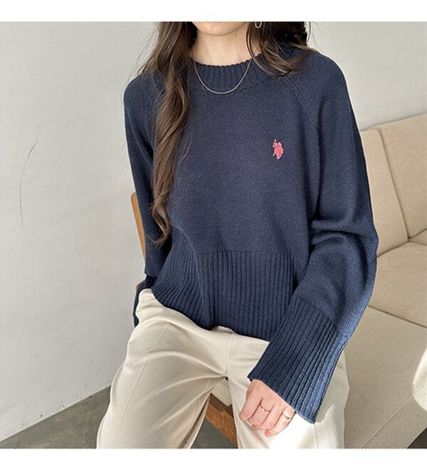 GeeRA（ジーラ）の「【ＵＳ．ＰＯＬＯ　ＡＳＳＮ】ショート丈ニット（ニット・セーター）」｜詳細画像