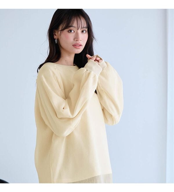 RANAN（ラナン）の「裏起毛シアー素材レイヤードスウェット（カットソー）」｜詳細画像