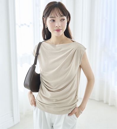 RANAN（ラナン）の「タックドレープフレンチスリーブＴ（Tシャツ）」