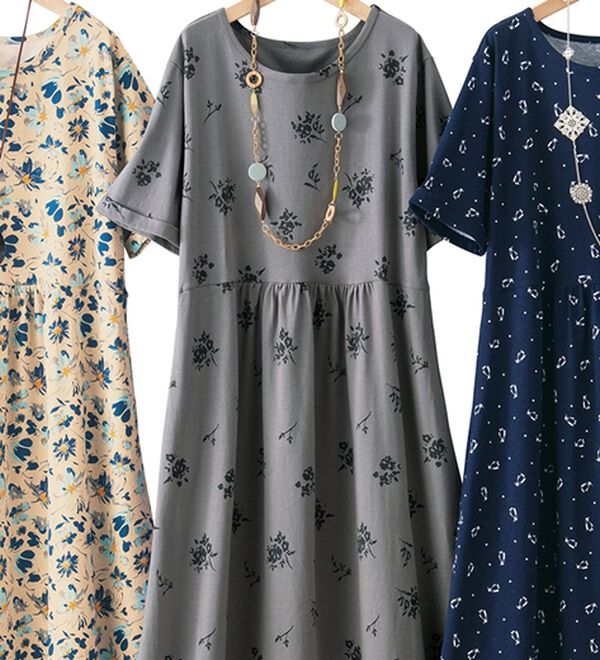 ルフラン（ルフラン）の「お出かけにも便利！選べるロングワンピース（ロングワンピース）」｜グレー系花柄