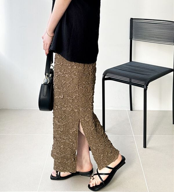 GeeRA（ジーラ）の「スリットジャカードスカート（ロングスカート）」｜詳細画像