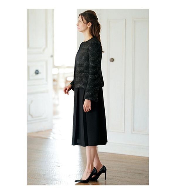 BELLUNA（ベルーナ）の「ラメ入りツイードジャケットワンピースアンサンブル（ワンピースセットスーツ）」｜詳細画像