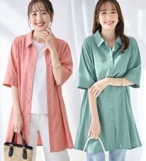 alotta（アロッタ）の「【接触冷感】さらっと快適シャツチュニックワンピース（チュニックワンピース）」