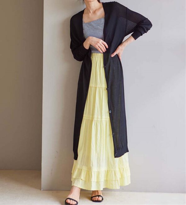 RANAN（ラナン）の「ロング丈Ｖネックニットカーデ（ニットカーディガン）」｜詳細画像