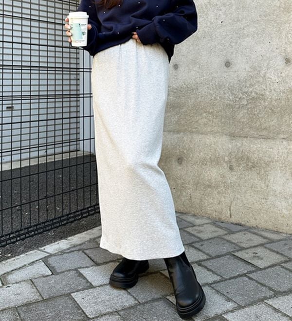 GeeRA（ジーラ）の「【着回し力◎】楽ちんすっきり見え！リブロングスカート（ロングスカート）」｜詳細画像