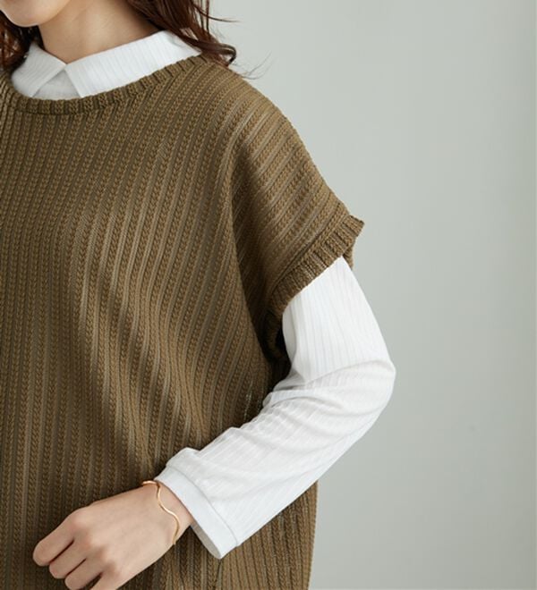 BELLUNA（ベルーナ）の「【インナー付き】透かしドルマンベストアンサンブル（アンサンブル）」｜詳細画像