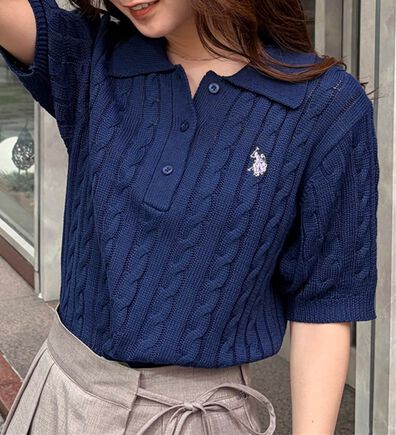 RANAN（ラナン）の「＜U.S.POLO ASSN.＞半袖ケーブルポロニット（シャツ）」