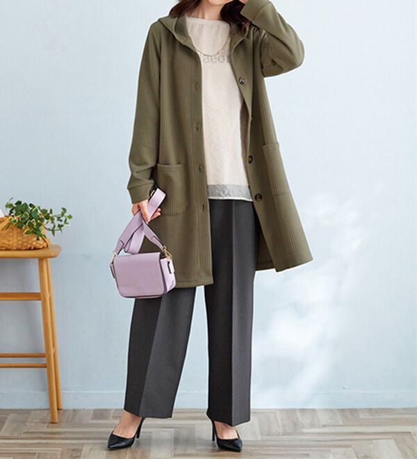 BELLUNA（ベルーナ）の「ボーダージャカード素材フードカーディガン（その他ジャケット）」｜詳細画像