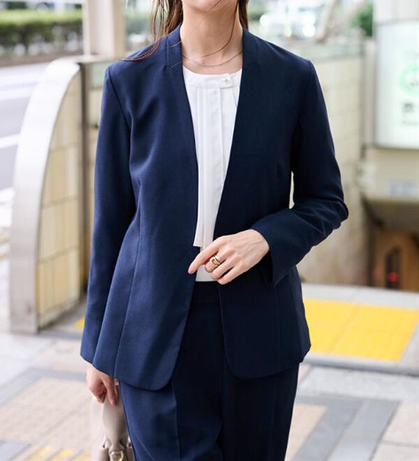 RANAN（ラナン）の「【選べる衿】洗える！春夏ロングシーズン着用可能ベーシック２点ライトスーツ（パンツスーツ）」｜詳細画像