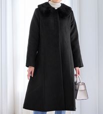 alotta（アロッタ）の「美人シルエットファー付ノーカラーコート【美人百花掲載】（ロングコート）」