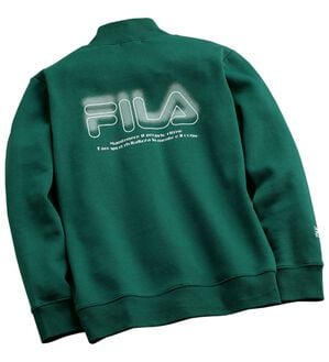 「＜フィラ＞お洒落な大人見え裏起毛トレーナー（メンズトレーナー）」｜ダークグリーン