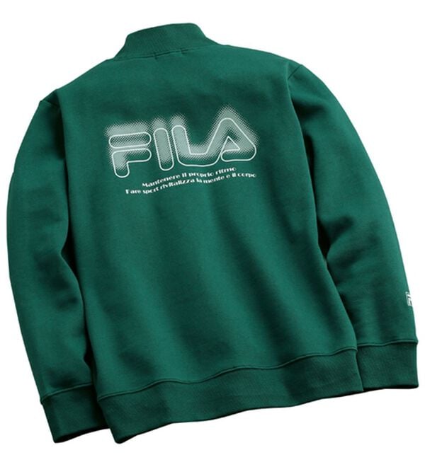 「＜フィラ＞お洒落な大人見え裏起毛トレーナー（メンズトレーナー）」｜ダークグリーン