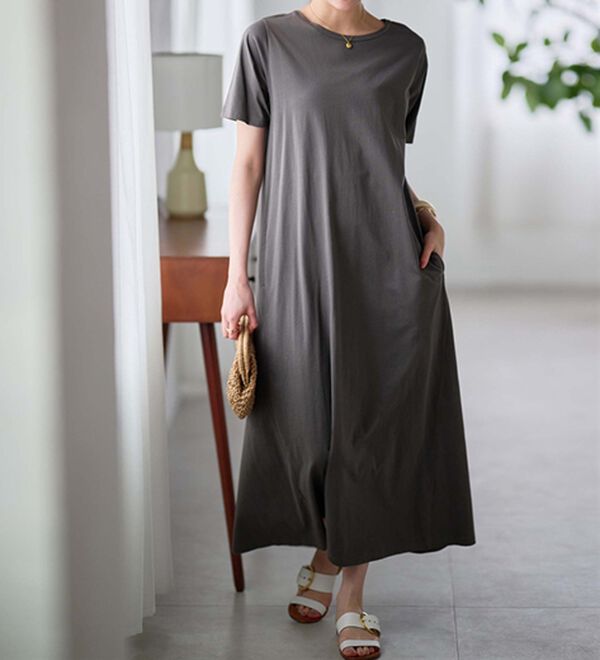 RANAN（ラナン）の「＜ＢＣ＞綿１００％ひんやりポケット付マキシワンピース（その他ワンピース）」｜詳細画像