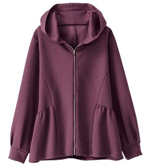 BELLUNA（ベルーナ）の「サイドギャザージップアップパーカー（パーカー）」｜パープル