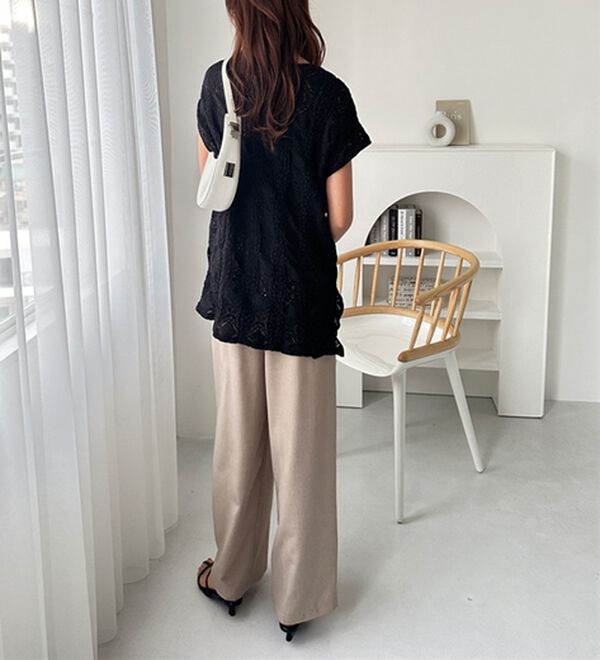 GeeRA（ジーラ）の「総レースフレンチスリーブＴシャツ（カットソー）」｜詳細画像