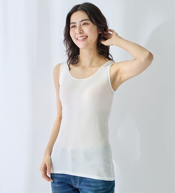 LAVIENNE（ラヴィエンヌ）の「【ムレ嫌いさん必見！】綿１００％涼しいタンクトップインナー＜さらりラボ＞（肌着・インナーウェア）」｜詳細画像