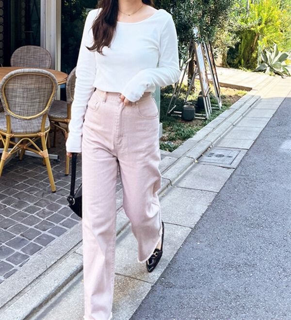 GeeRA（ジーラ）の「オリジナルパッチハイウエストデニム（ワイドパンツ・ガウチョ）」｜詳細画像