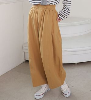 A HAPPY MARILYN（アハッピーマリリン）の「【Ｌ～８Ｌ】綿１００％ さらっと優しいコットン バレルレッグパンツ カーブパンツ 選べる２丈（ワイドパンツ・ガウチョ）」｜キャメル