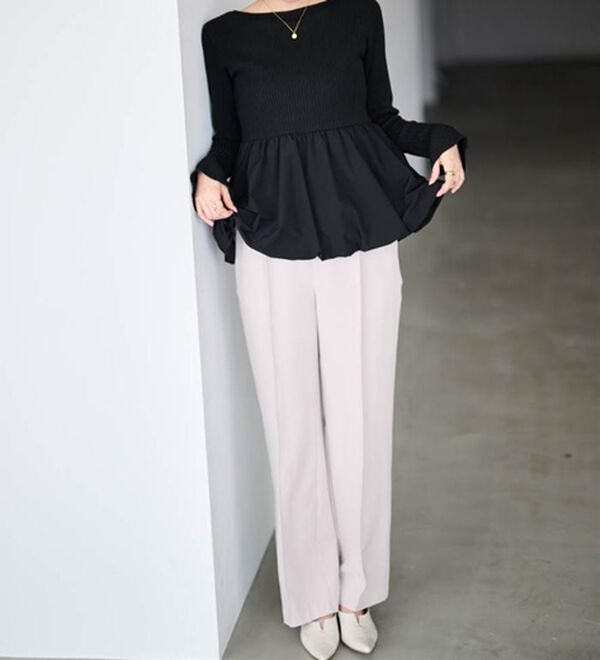 RANAN（ラナン）の「裏起毛美脚シルエットピンタックワイドパンツ（フルレングスパンツ）」｜詳細画像