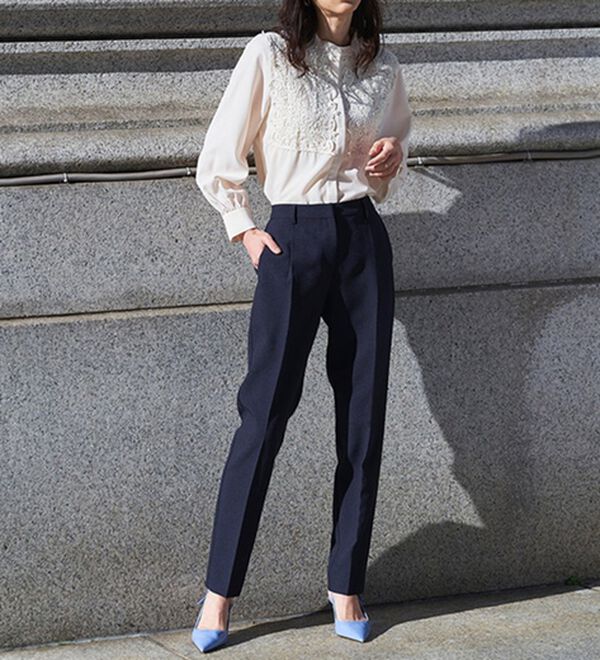 バンドカラー花柄レースブラウス - ベルーナ【公式】