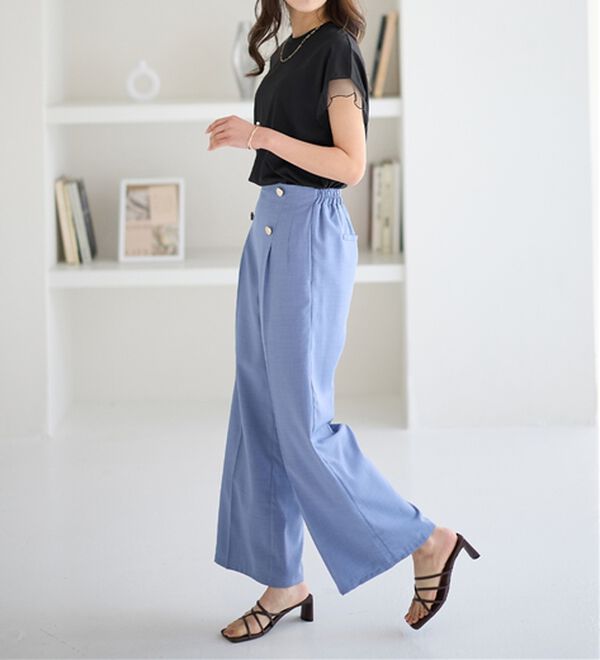 alotta（アロッタ）の「１枚でこなれ感！袖チュールデザイン綿混Ｔシャツ（Tシャツ）」｜詳細画像