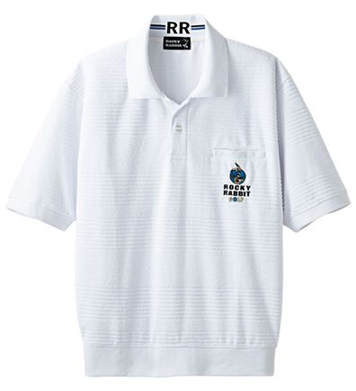 「＜ロッキーラビット＞パイルボーダーポロシャツ（メンズポロシャツ）」