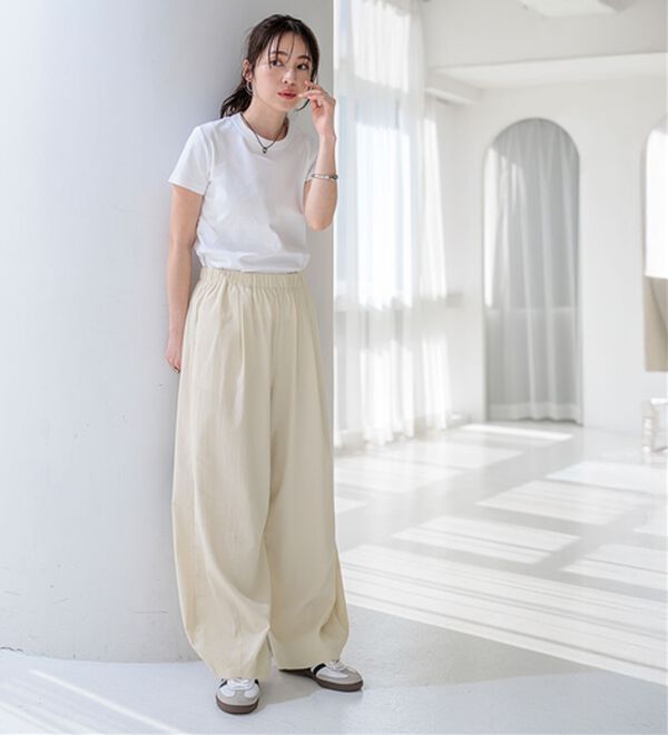 BELLUNA（ベルーナ）の「サラリ快適！ビンテージ調カーブパンツ（ワイドパンツ・ガウチョ）」｜詳細画像