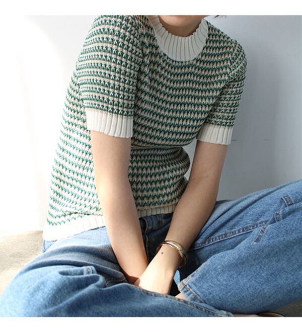 GeeRA（ジーラ）の「マルチカラーハイネックリブニット（ニット・セーター）」｜詳細画像