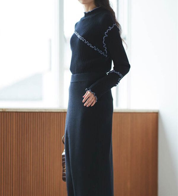 RANAN（ラナン）の「メローステッチ配色リブニット（ニット・セーター）」｜詳細画像